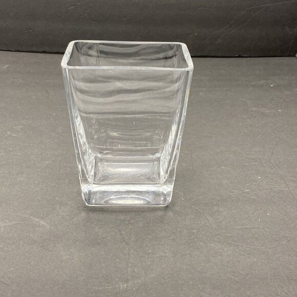 Rectangle Vase Crystal Clear Heavy 2lbs Thick Glass 6.25” Weighted Bottom Floral - Picture 1 of 10